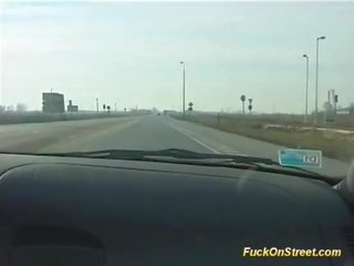 Crazy amateur daughter gets cum next to car