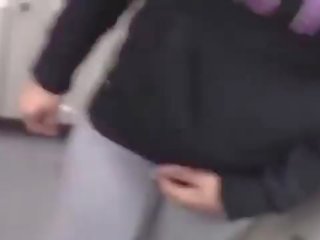 Lascivious teen gilrfriend sucking in a public store